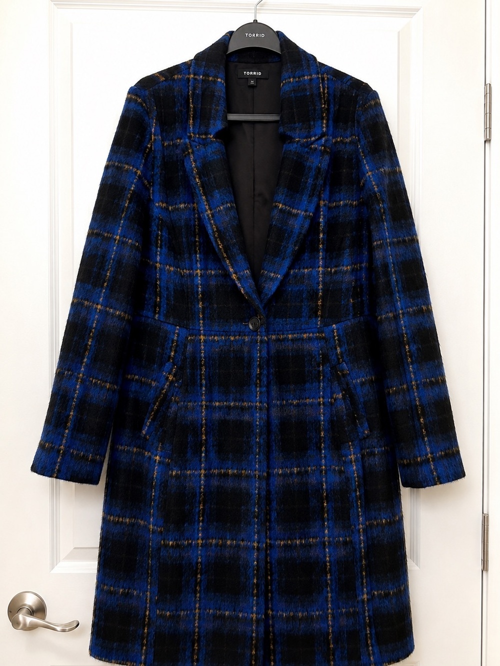 torrid Black & Blue Plaid Single-Button Long Coat